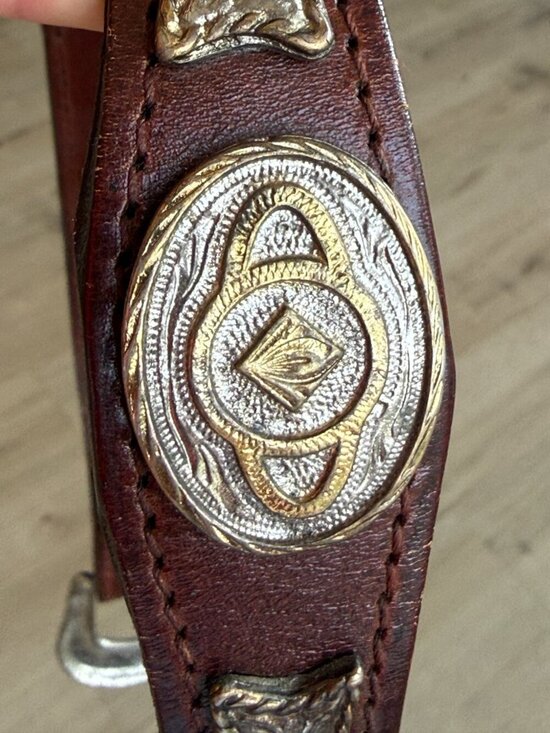 Vintage Western Leather Belt Silver Concho Tooled Brown Cowboy Size 40 main image 16